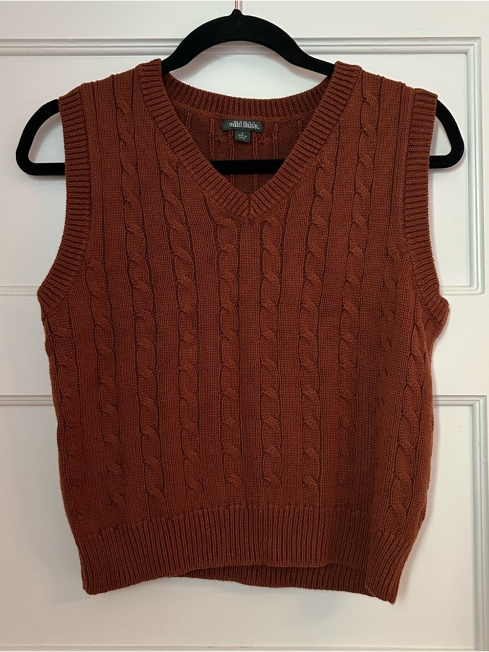 wild fable Cable Knit V-Neck Sweater Vest - Rust Brown